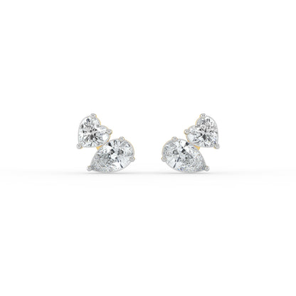 Heart and Pear Duo Studs