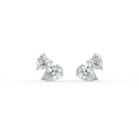 Heart and Pear Duo Studs