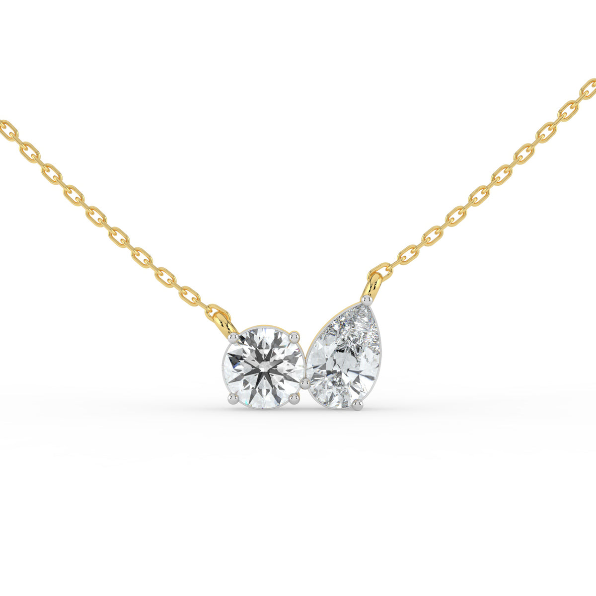 Round and Pear Dual Stone Necklace