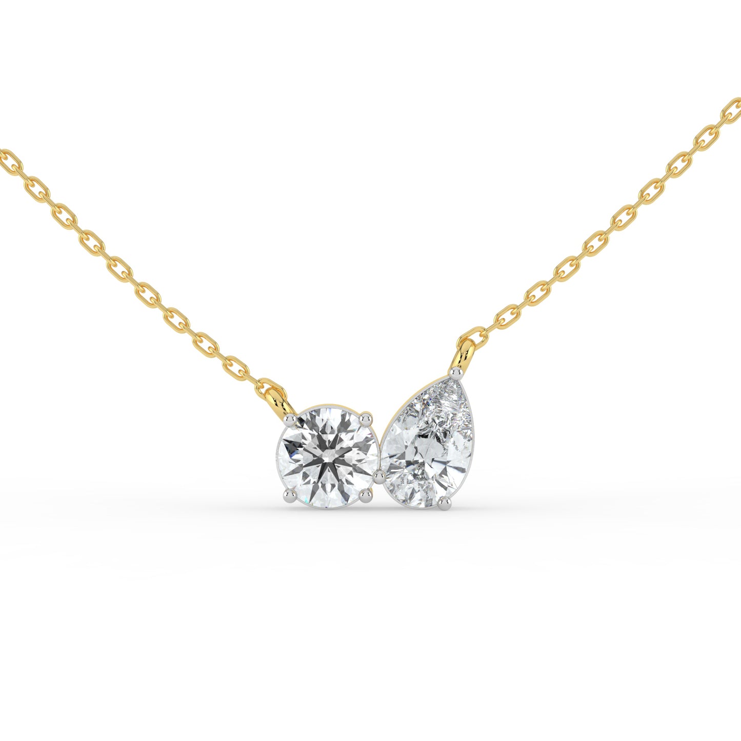 Round and Pear Dual Stone Necklace