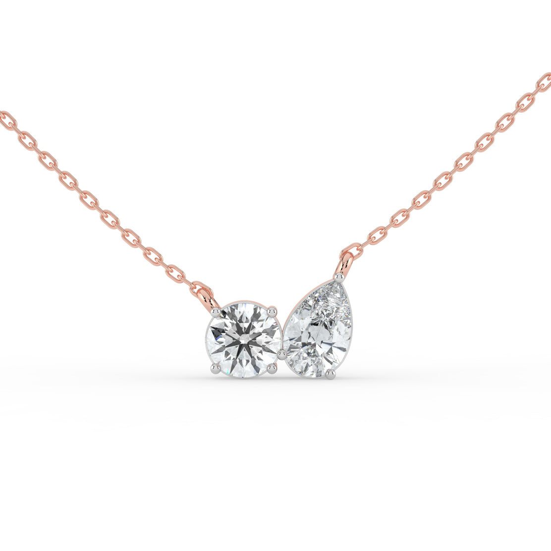 Round and Pear Dual Stone Necklace