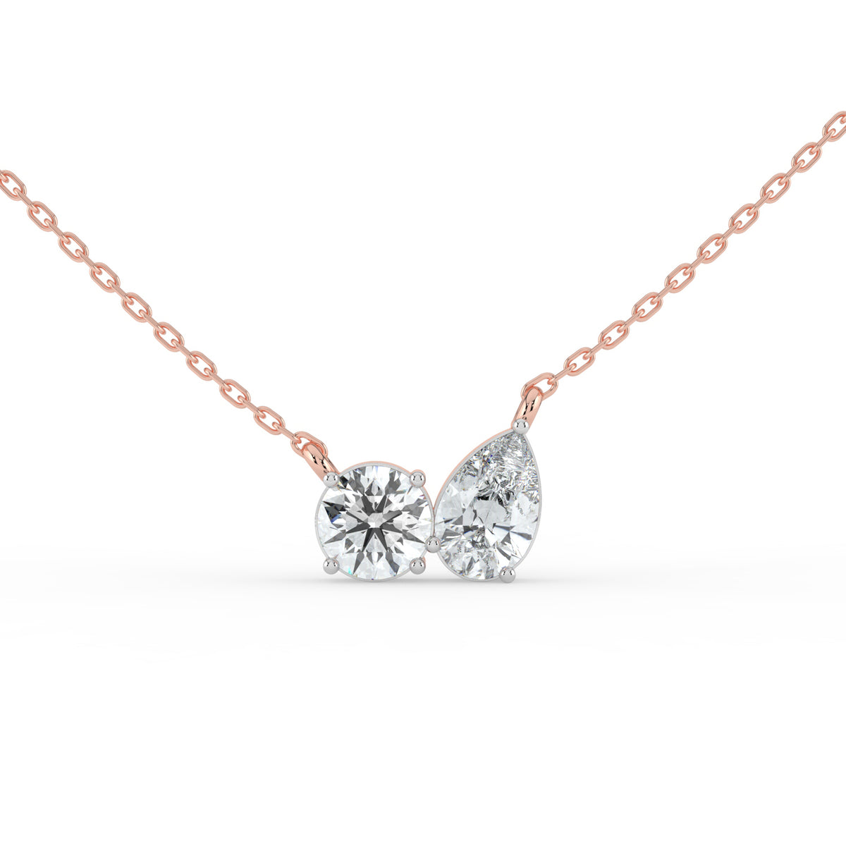 Round and Pear Dual Stone Necklace