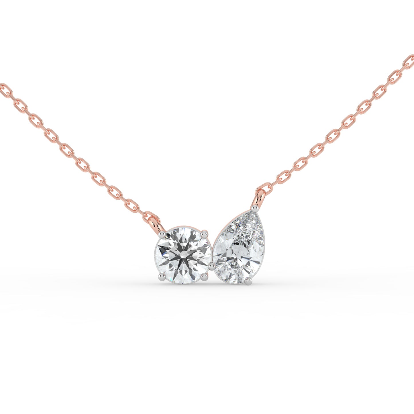 Round and Pear Dual Stone Necklace
