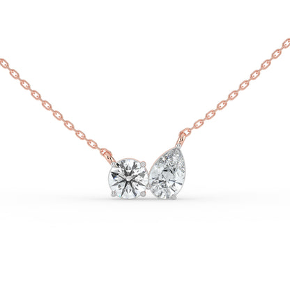 Round and Pear Dual Stone Necklace