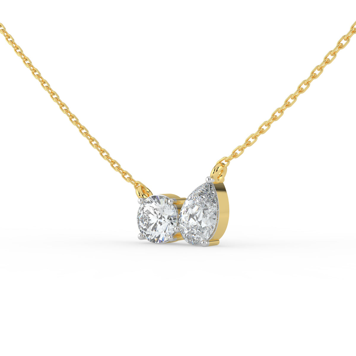 Round and Pear Dual Stone Necklace