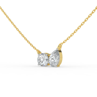 Round and Pear Dual Stone Necklace