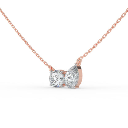Round and Pear Dual Stone Necklace